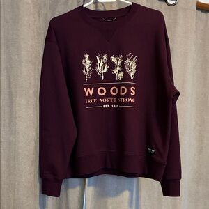 Maroon Graphic Crewneck Sweatshirt Woods True North String EST 1885